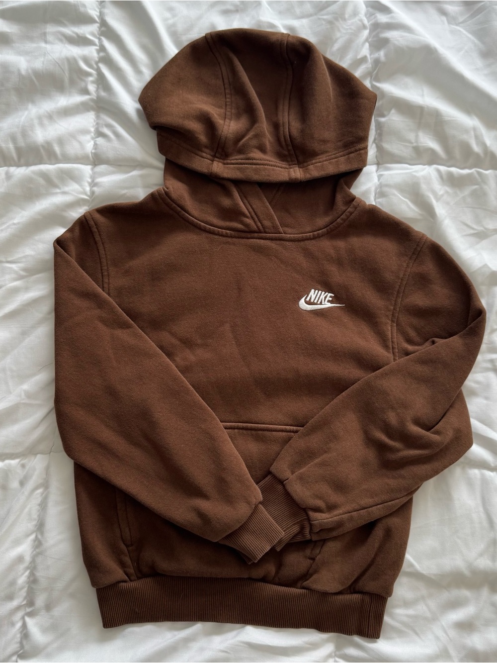 Nike Brown Kids Pullover Hoodie with White Logo